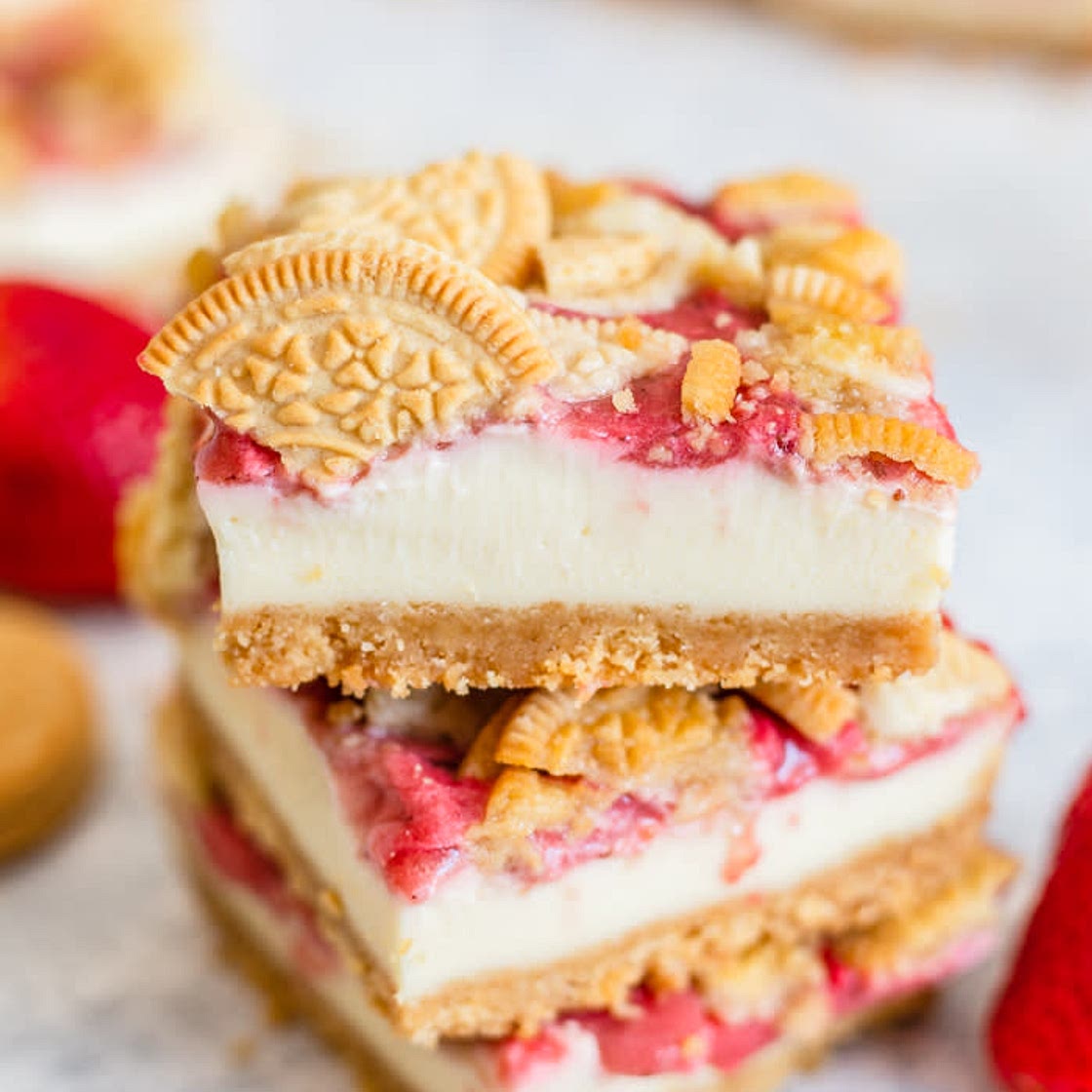 Golden Oreo Strawberry Cheesecake Bars
