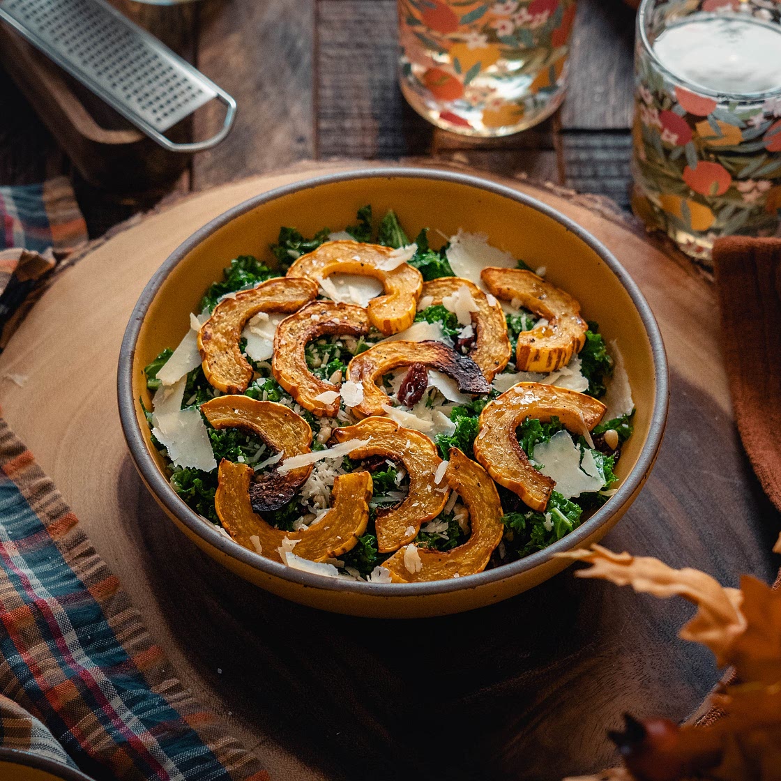 Harvest Salad | Thanksgiving Recipes | Kale & Delicata Squash — The Spice Odyssey
