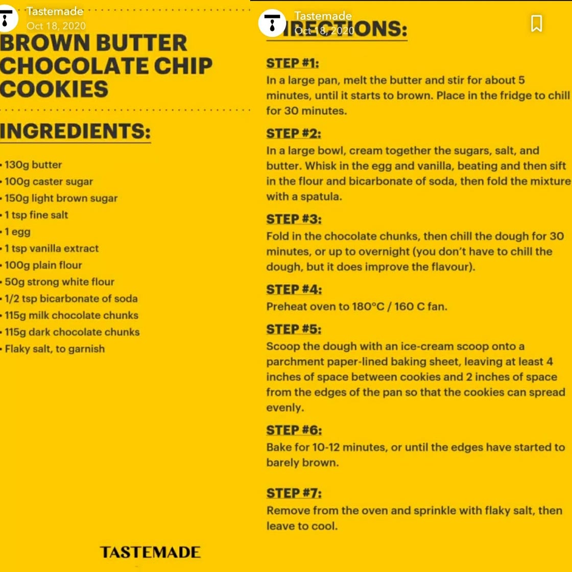 Brown butter chocolate chip cookies