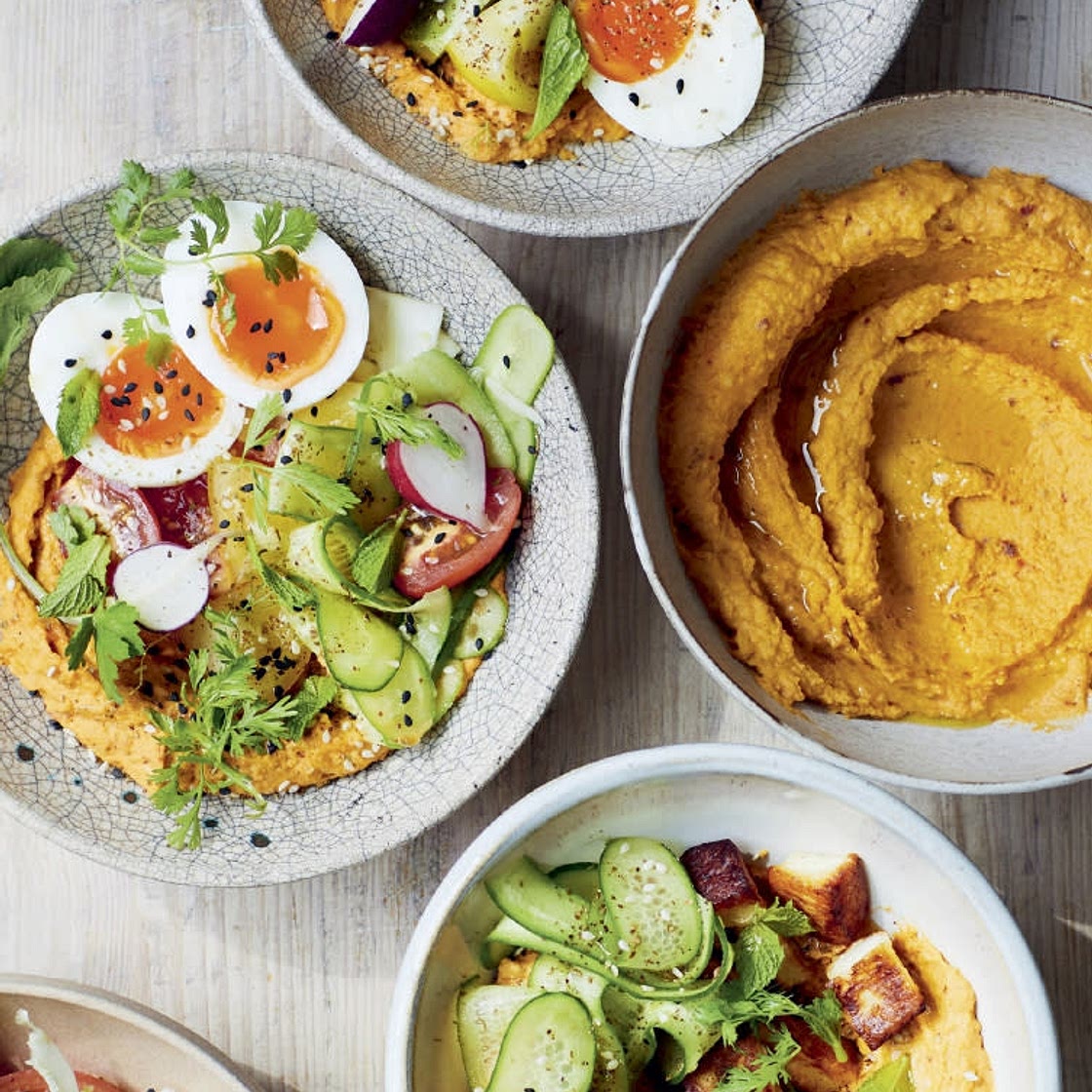 Breakfast Bowl with Red Lentil Dip