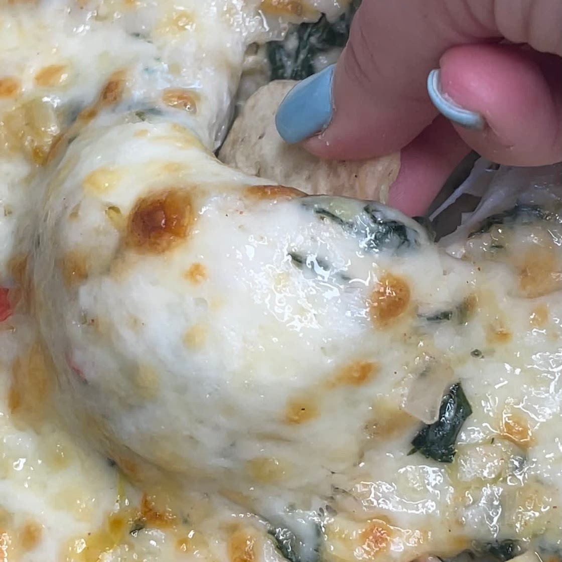 Imitation Crab Spinach and Artichoke Dip (no cream cheese)