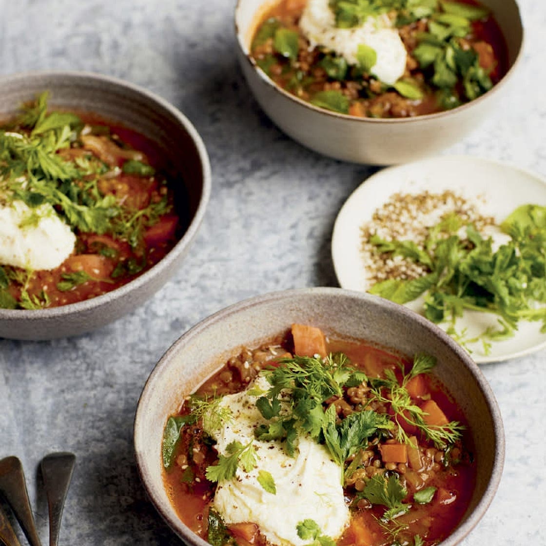 Syrian Carrot and Lentil Stew with Whipped Feta and Za'atar