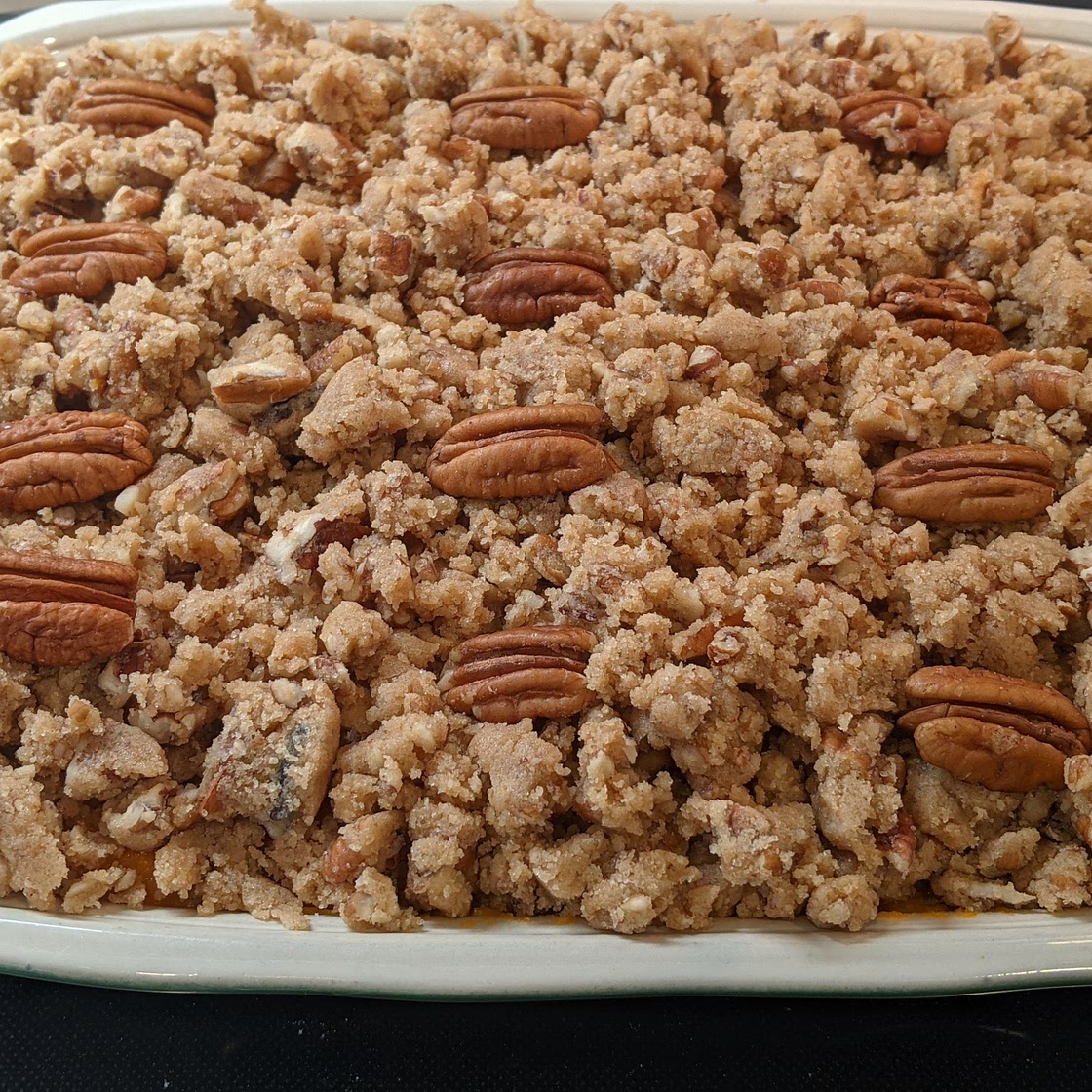 sweet potato casserole w/ pecan struessel topping