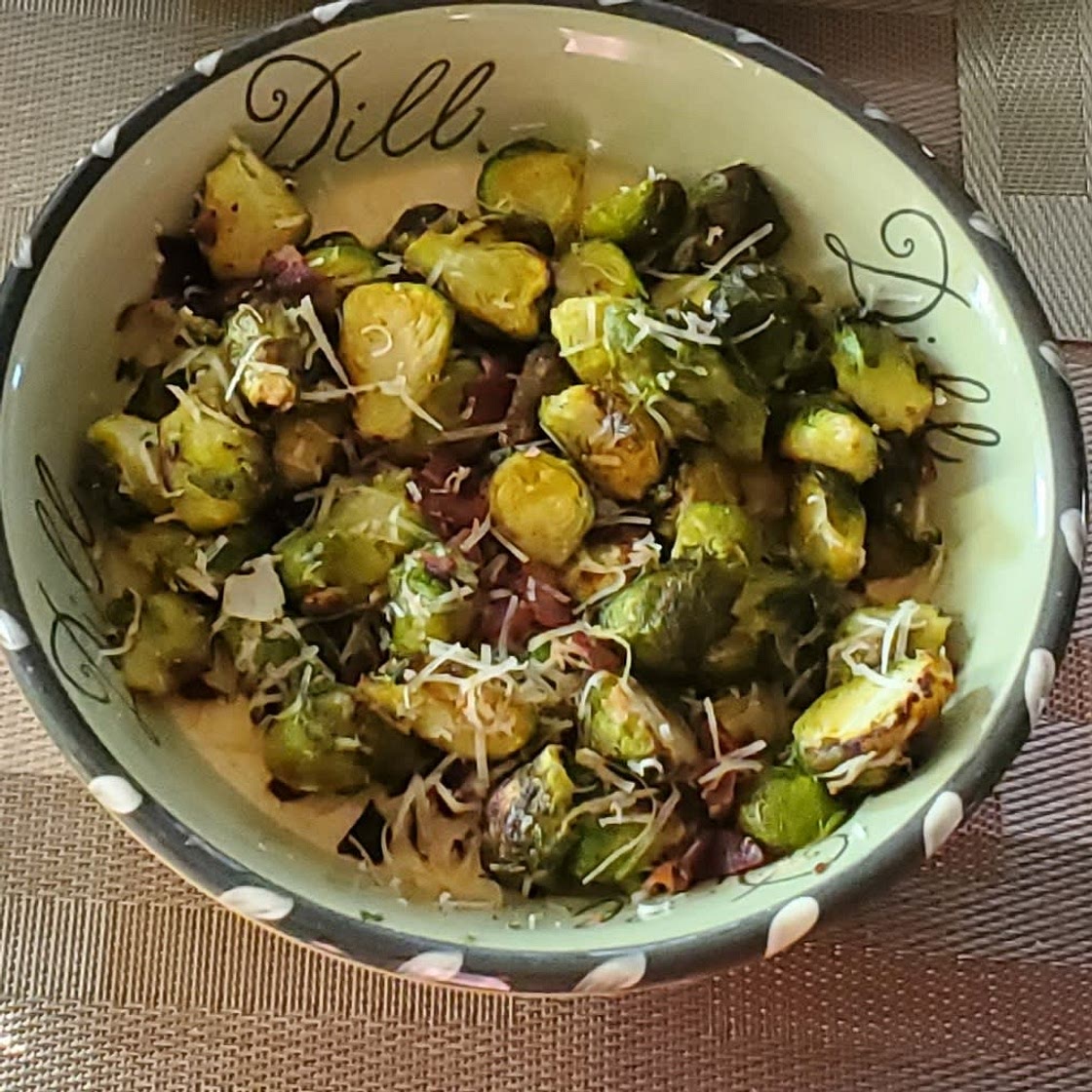 Air Fryer Balsamic Bacon Brussels Sprouts