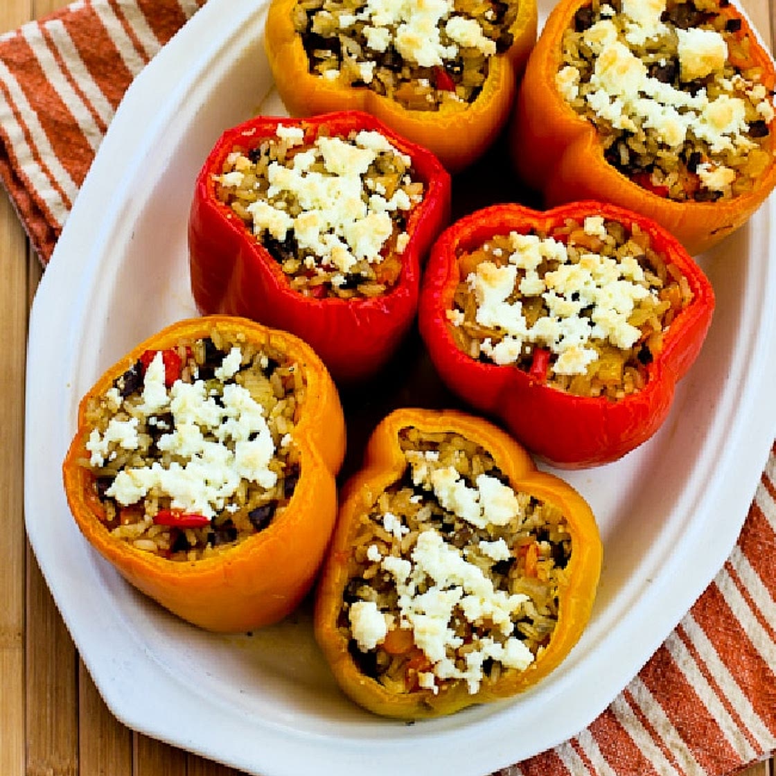 Vegetarian Stuffed Peppers (with Mushrooms and Feta)