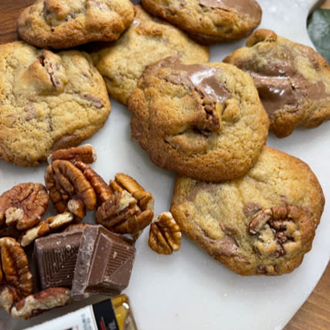 Bourbon & pecan choc chip cookies