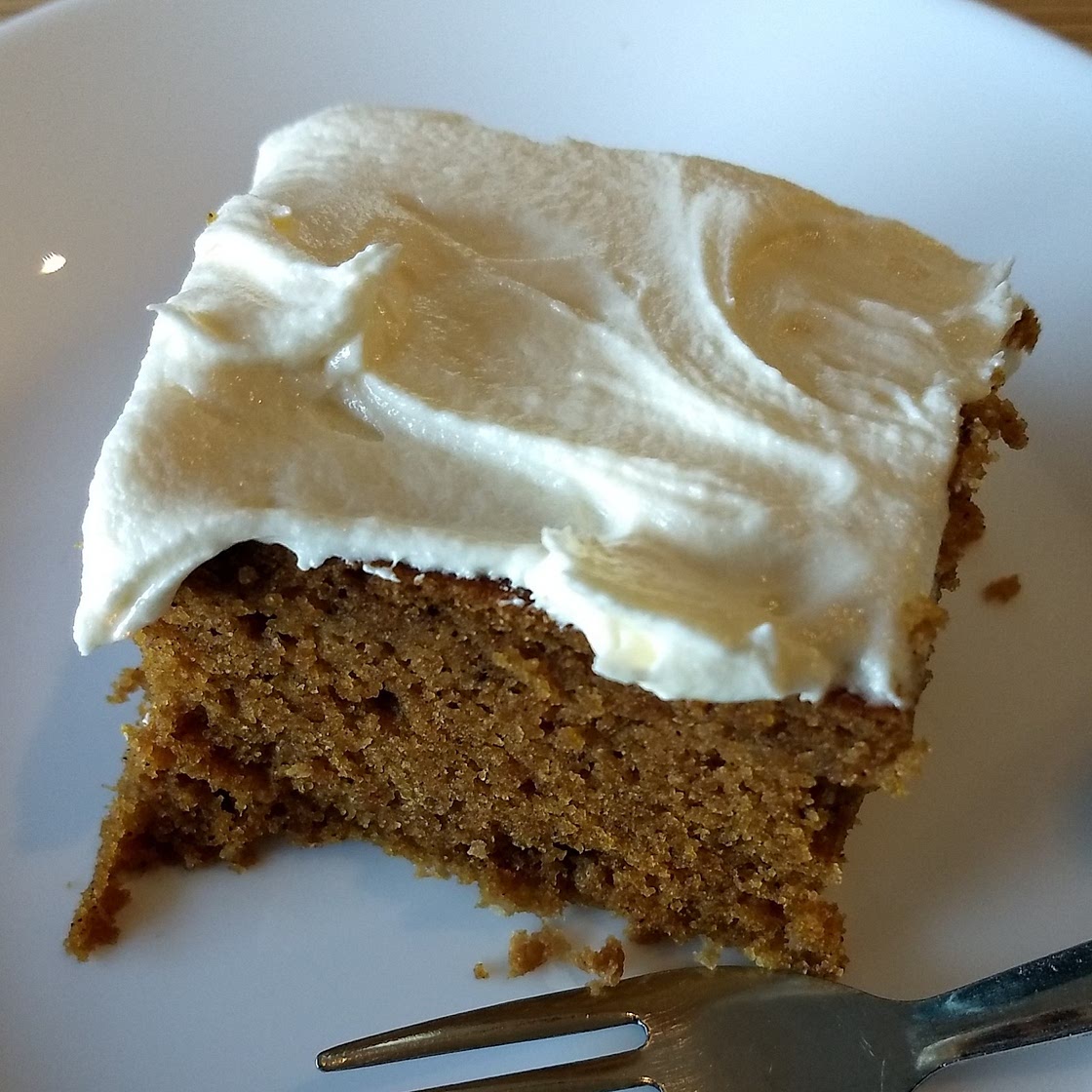 Moist Pumpkin Cake with vanilla frosting