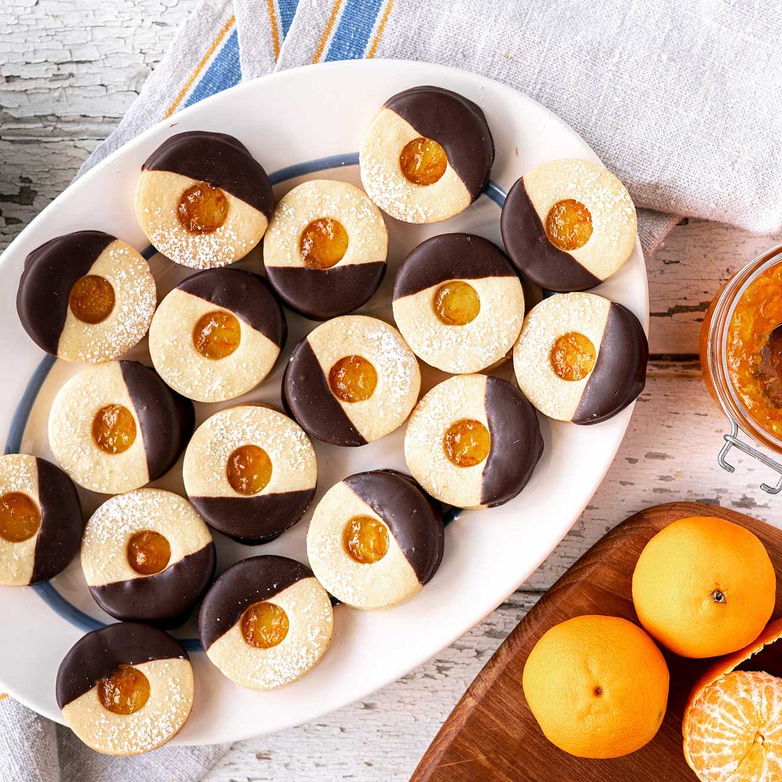 Chocolate Dipped Orange Marmalade Cookies