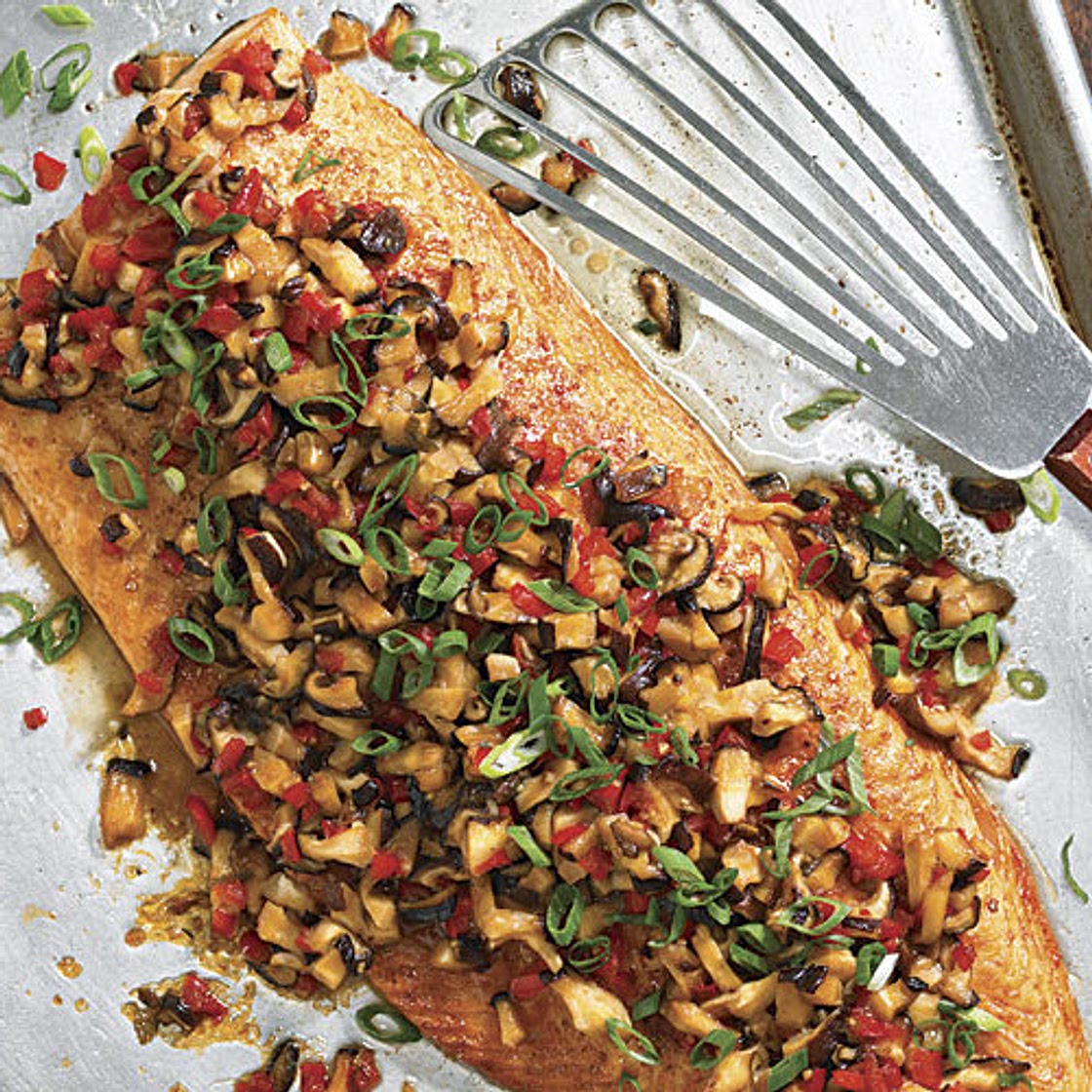 Broiled Salmon with Ginger-Shiitake Glaze