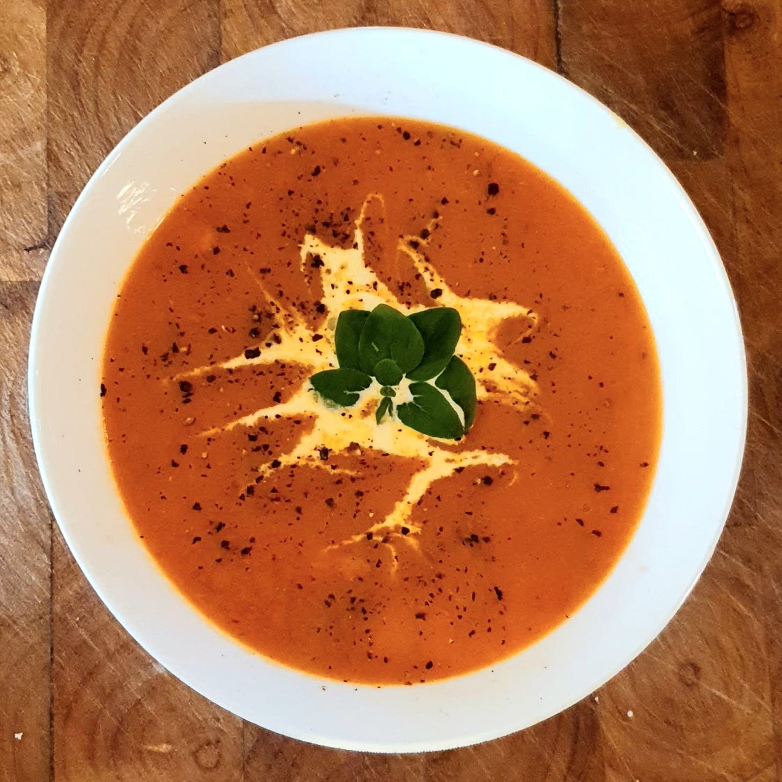 Creamy Roasted Sweet Potato and Red Pepper Soup
