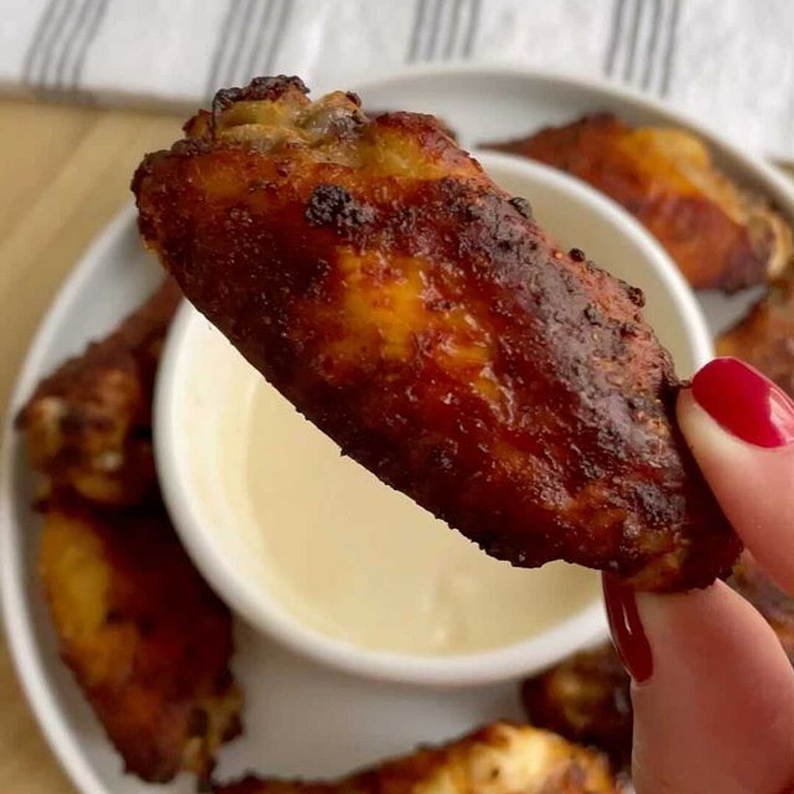 SPREAD YOUR WINGS AND FRY! These wings are jam packed full of flavor! Do you prefer wing drums or flats? I personally prefer the flats! 3 pounds chicken wings 3 tbs shawarma seasoning 1/2 cup plain yogurt 5 cloves crushed garlic 3 tsp salt 2 tbs olive oil 