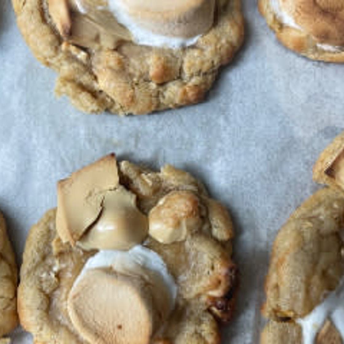 Caramilk smore cookies