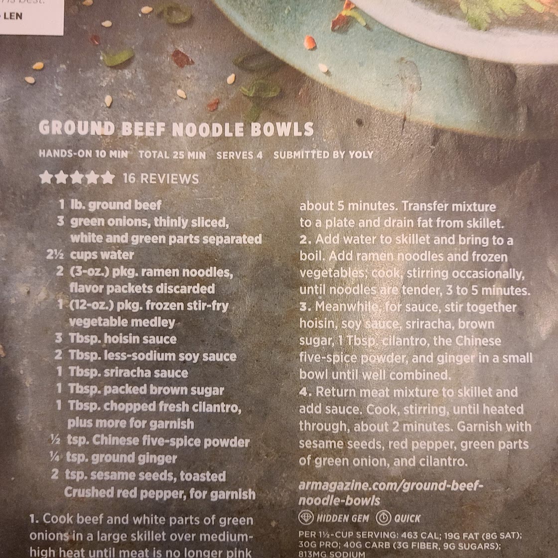 Ground beef noodle bowls