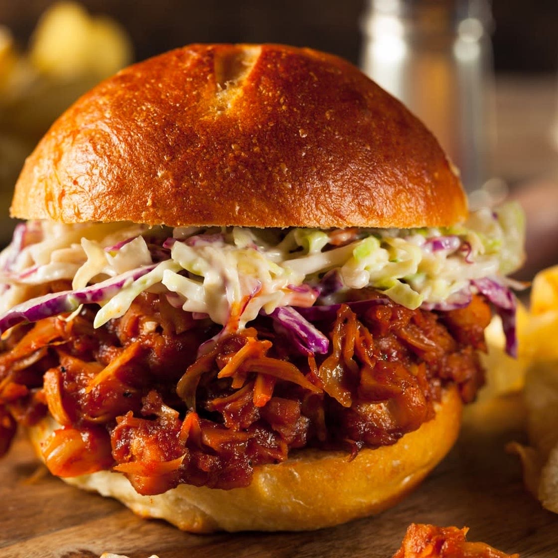 Pulled Pork and Coleslaw Burger