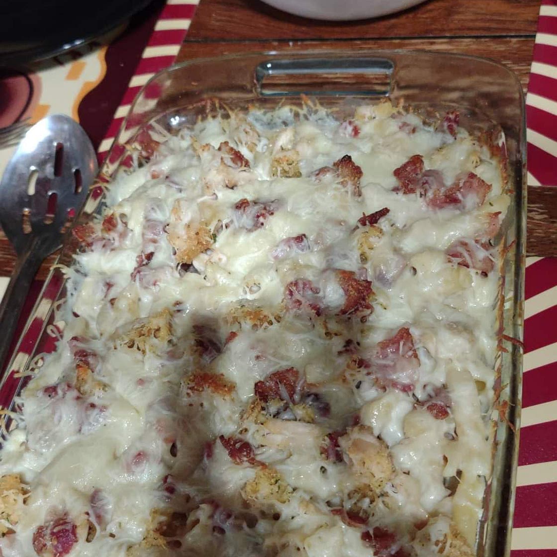 Chicken Bacon Ranch Alfredo Casserole
