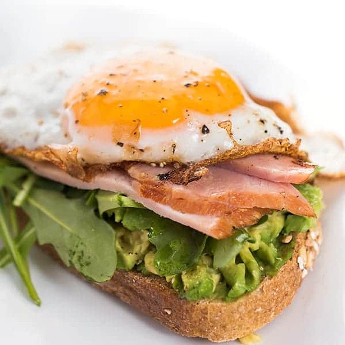 Avocado Toast with Egg, Ham and Arugula