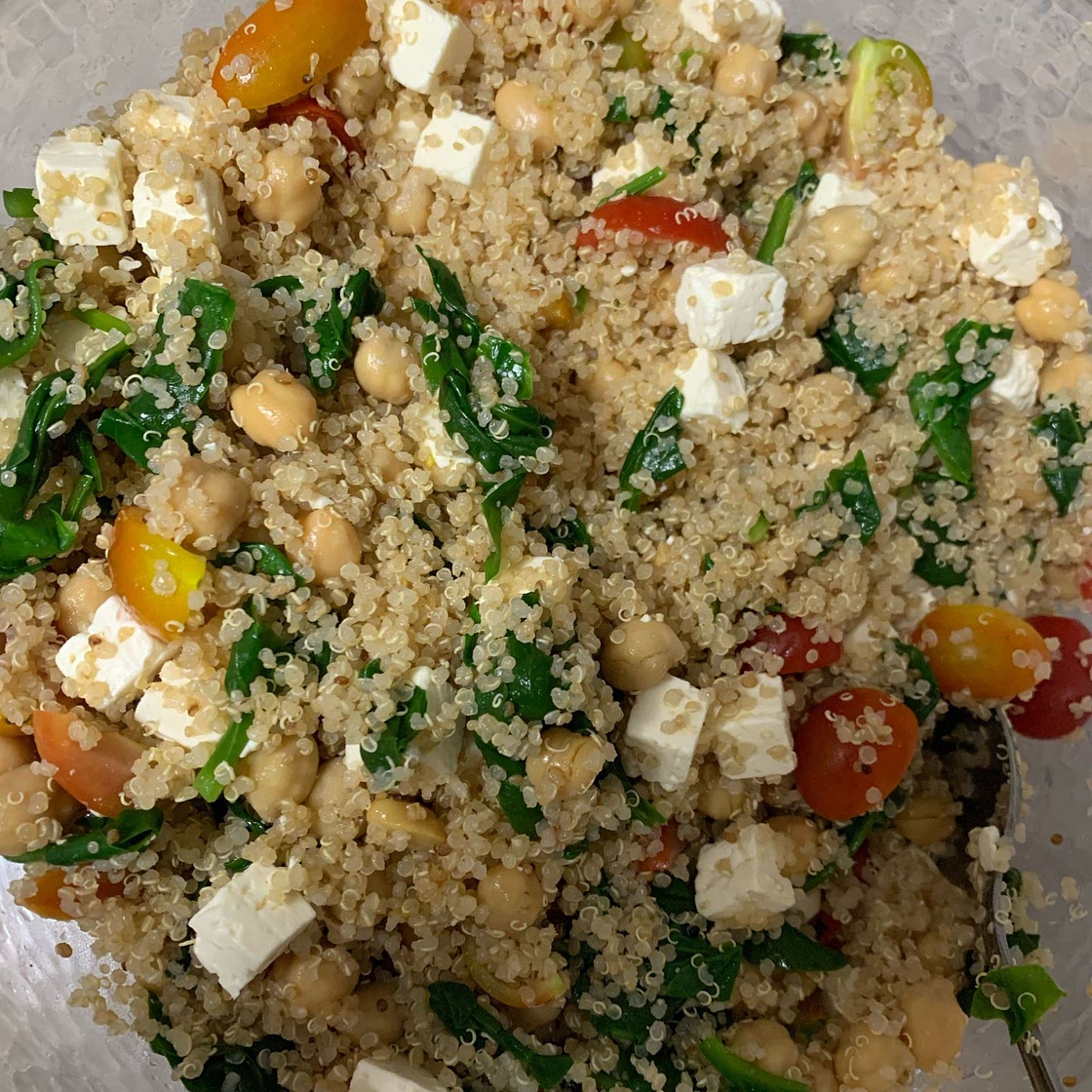 Spinach Chickpea and Quinoa Salad