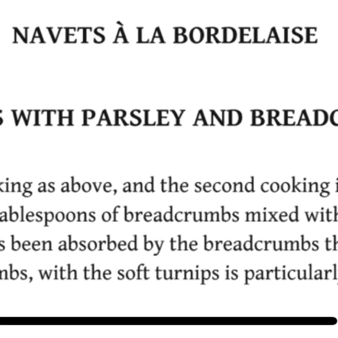 Turnips with parsley and breadcrumbs (navets à la bordelaise)