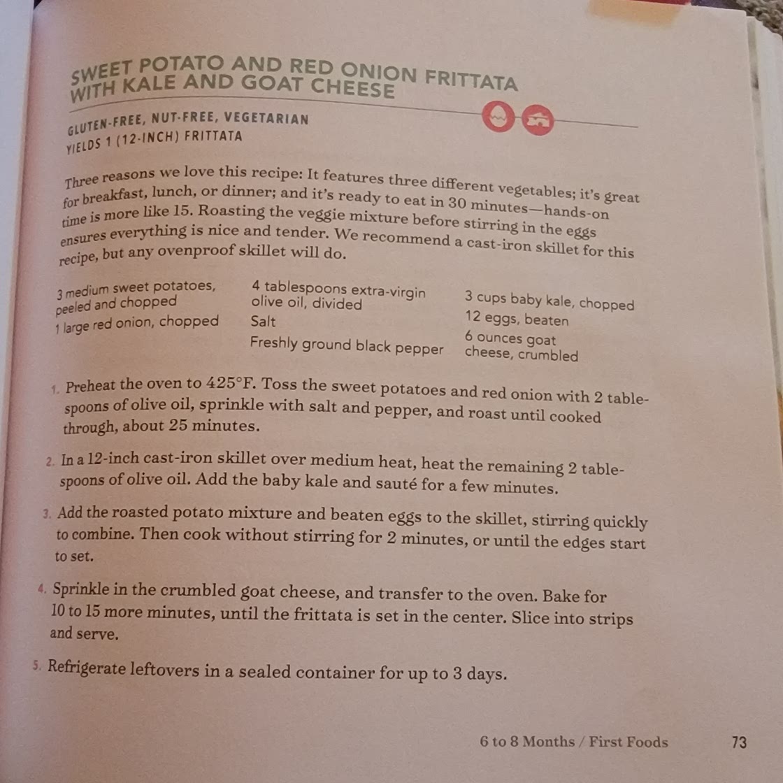 Sweet potato and red onion frittata