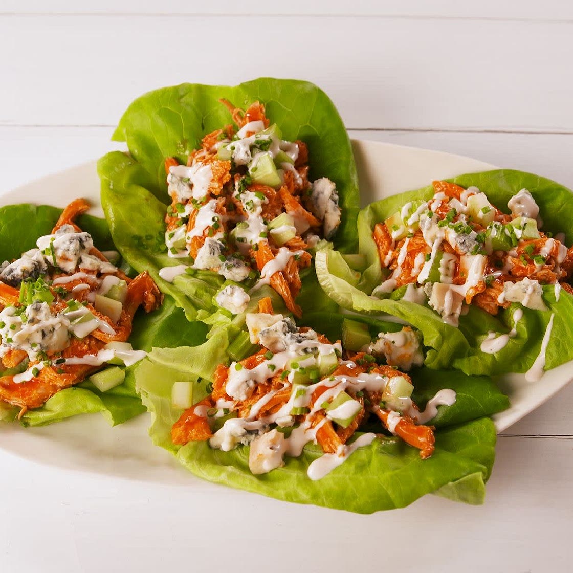 Buffalo chicken lettuce wraps