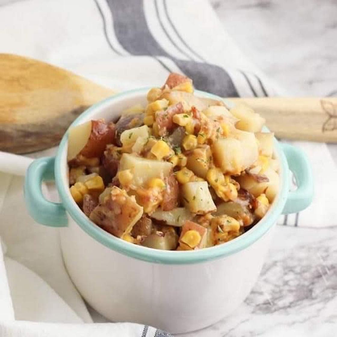 Slow Cooker Cheddar Bacon Ranch Potatoes and Corn