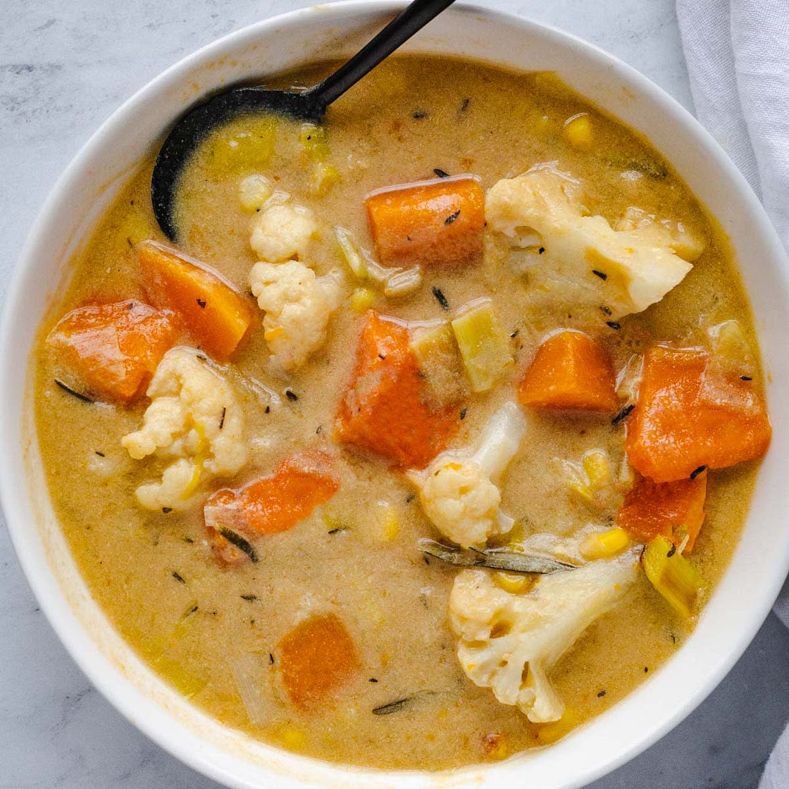 Creamy Miso Squash & Cauliflower Soup