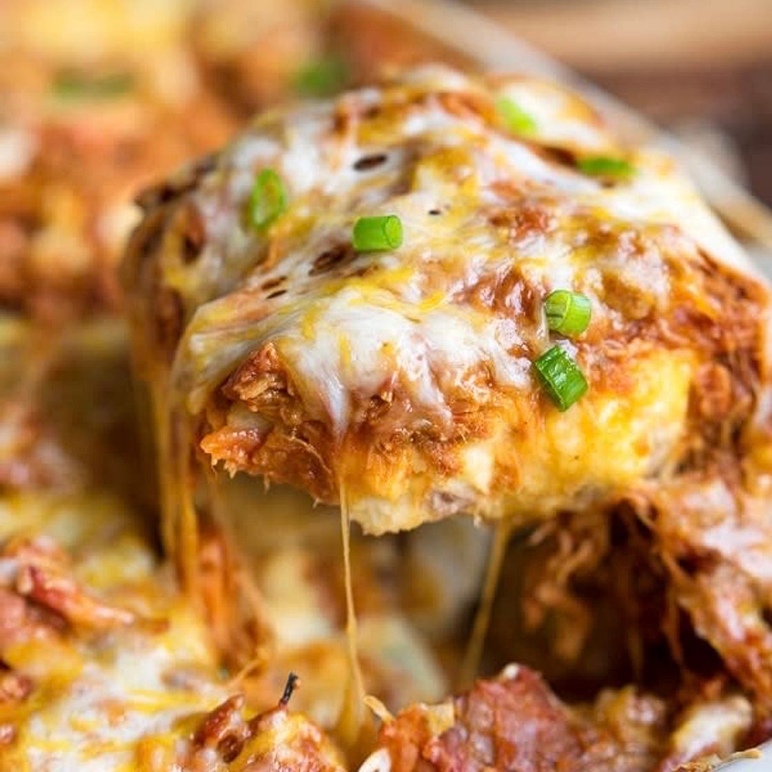 Loaded BBQ Pork Potato Casserole