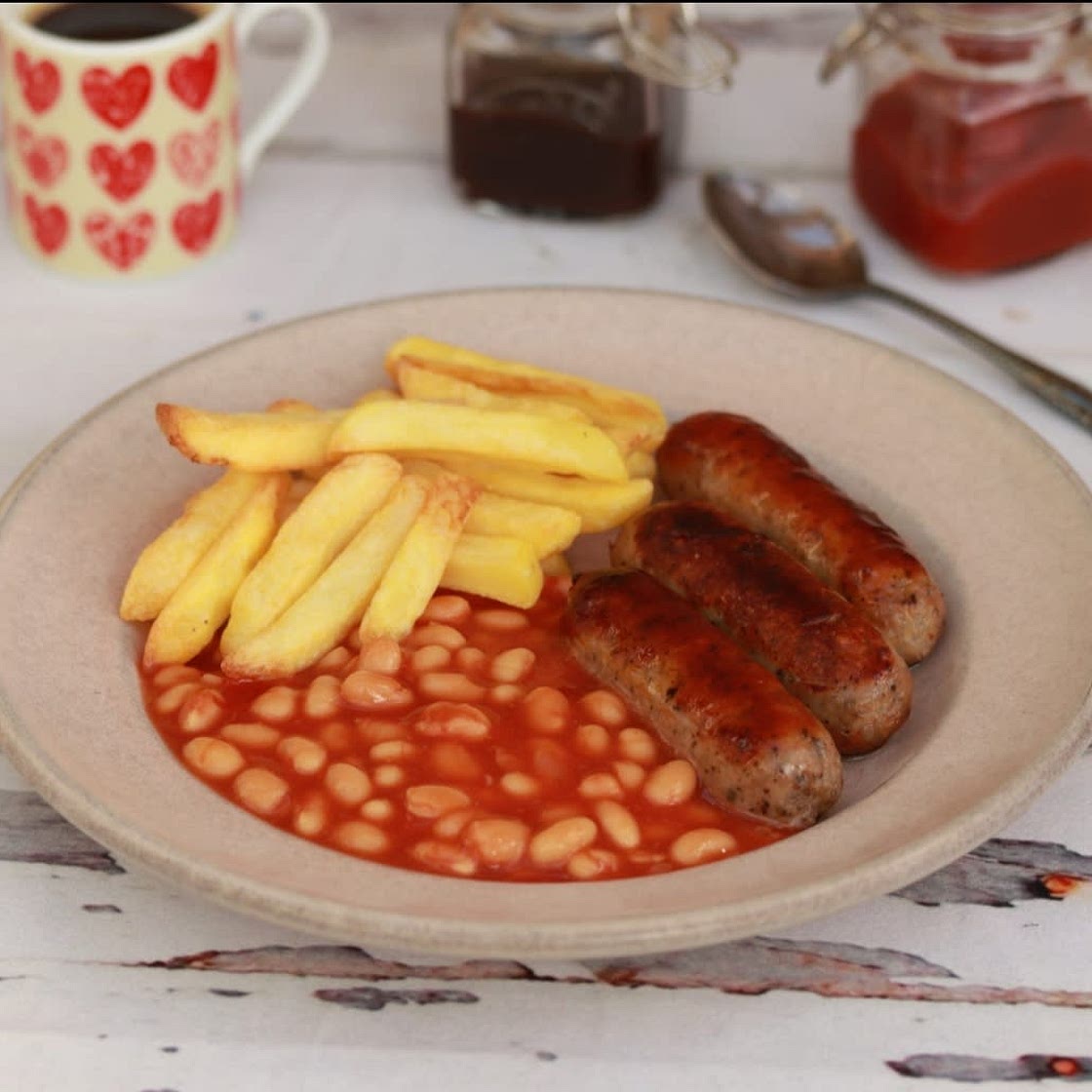 AF Sausage Beans and chips