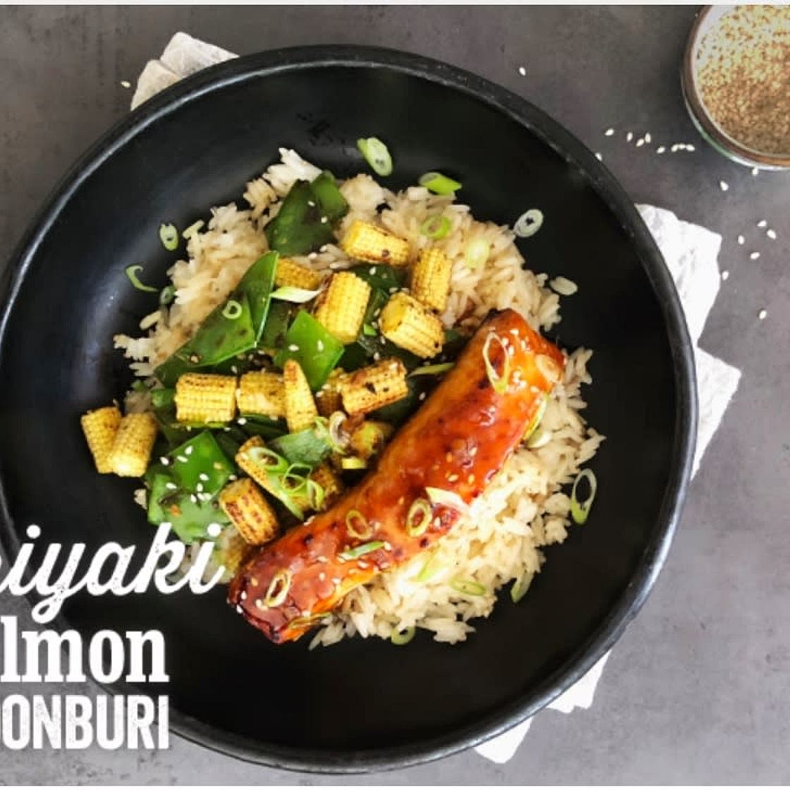 Teriyaki salmon donburi