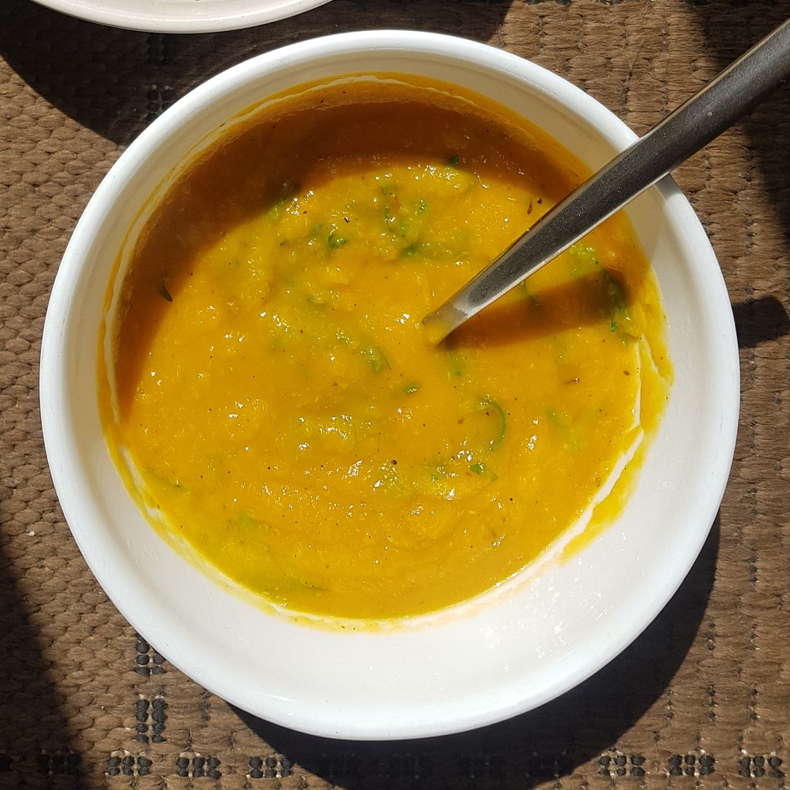 Butternut Squash Soup with spinach