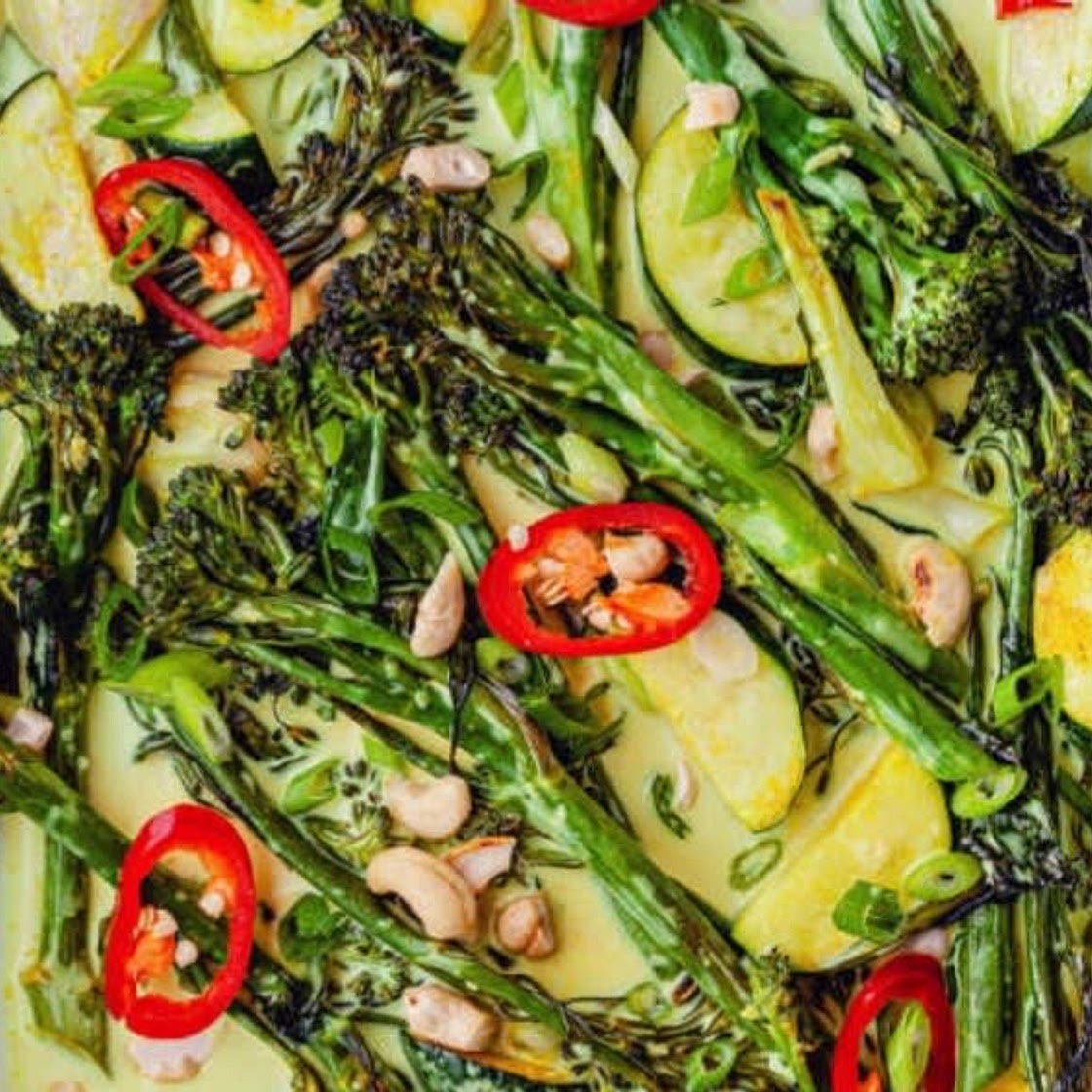 Tenderstem Broccoli and Coconut Traybake