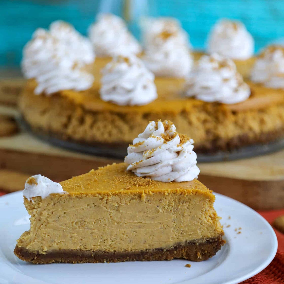 The BEST Pumpkin Cheesecake with Biscoff Crust
