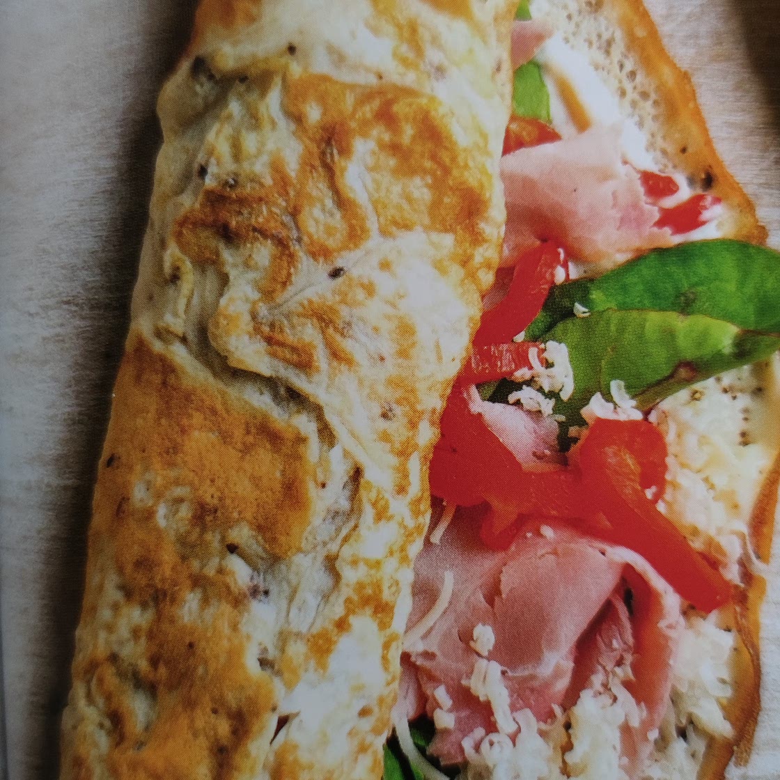 Omelette wrap ham cheese and herb