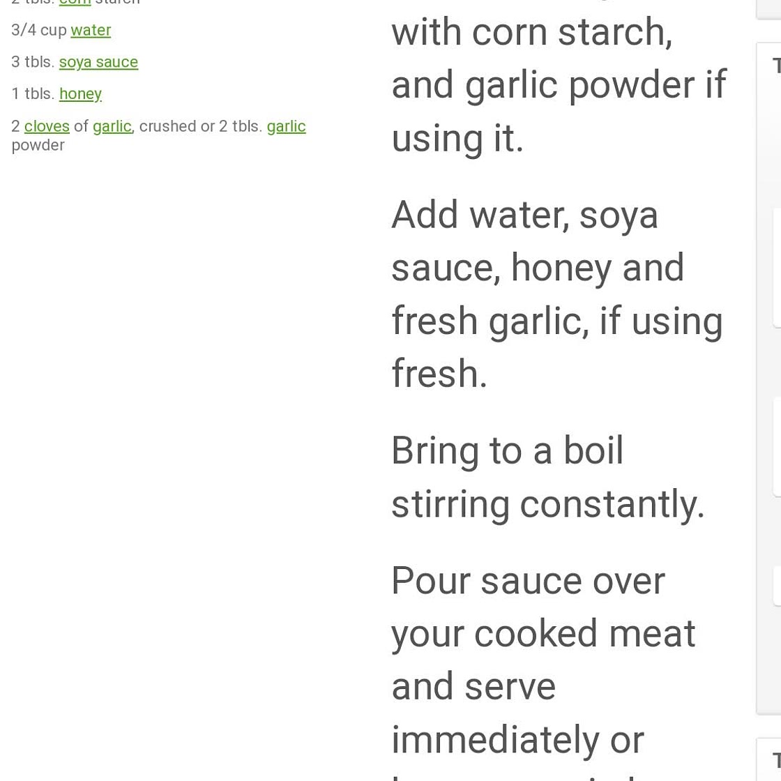 Honey garlic sauce
