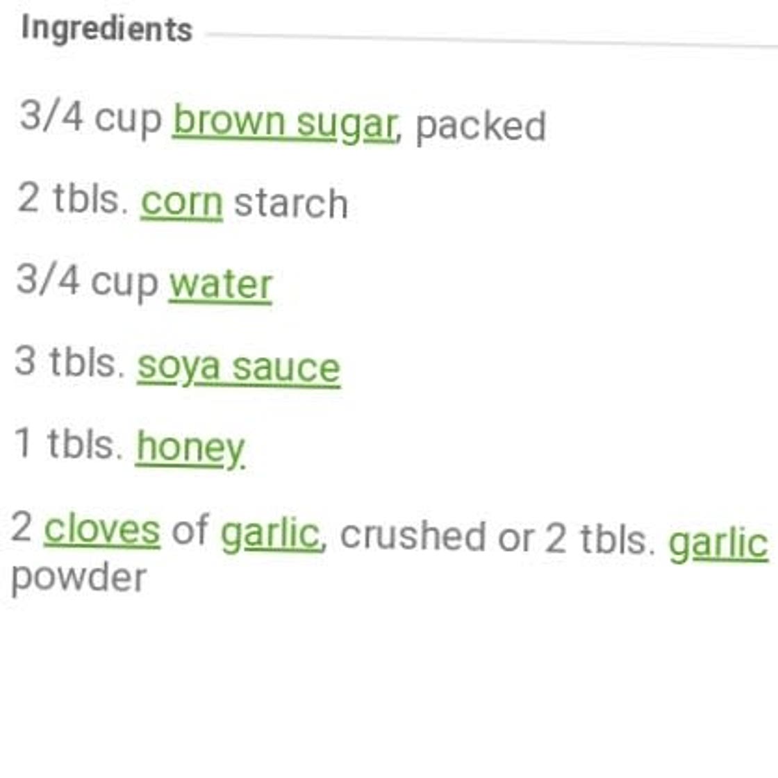 Honey garlic sauce