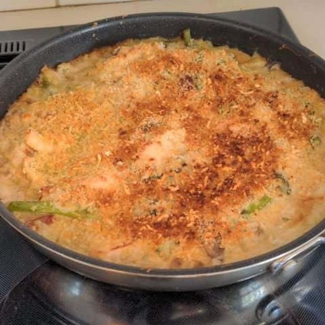 Creamy Mushroom, Chicken & Asparagus Bake