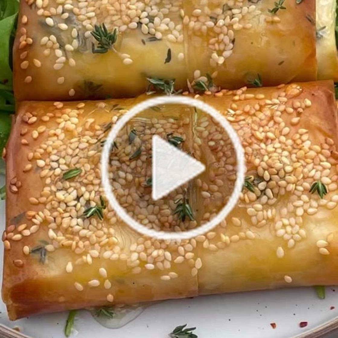 Feta wrapped in filo with honey