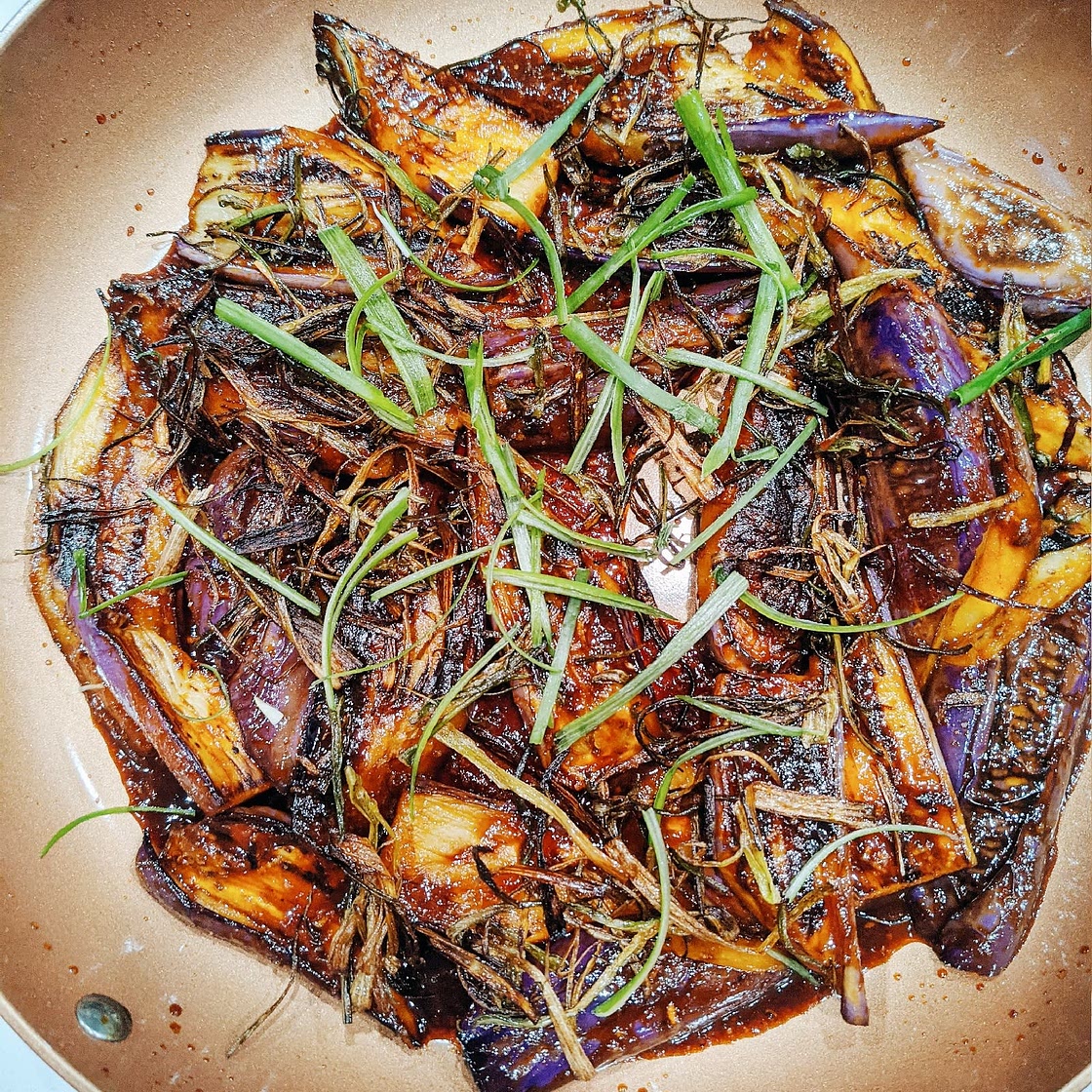 Gochujang-Glazed Eggplant With Fried Scallions