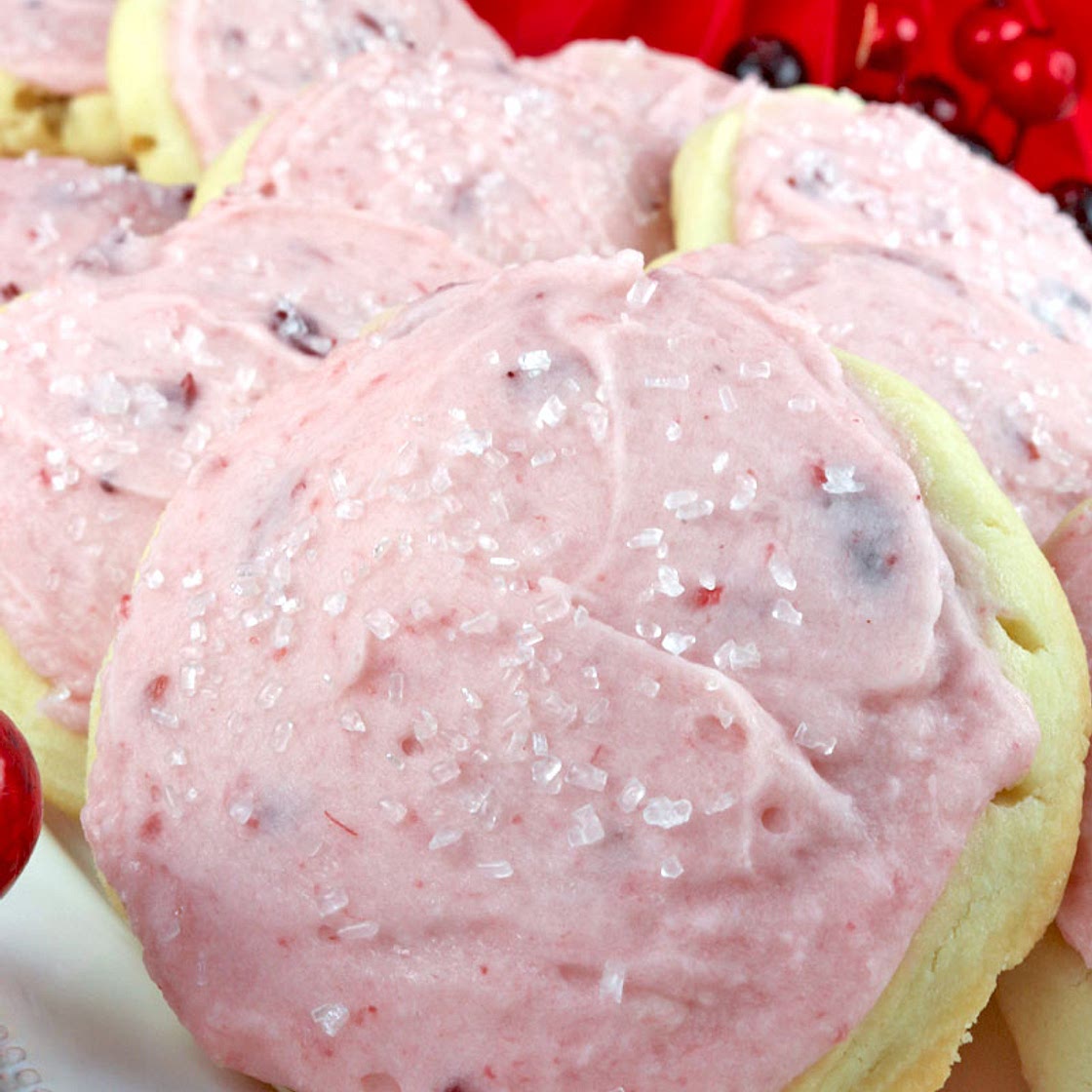 Christmas Meltaways with Cranberry Frosting