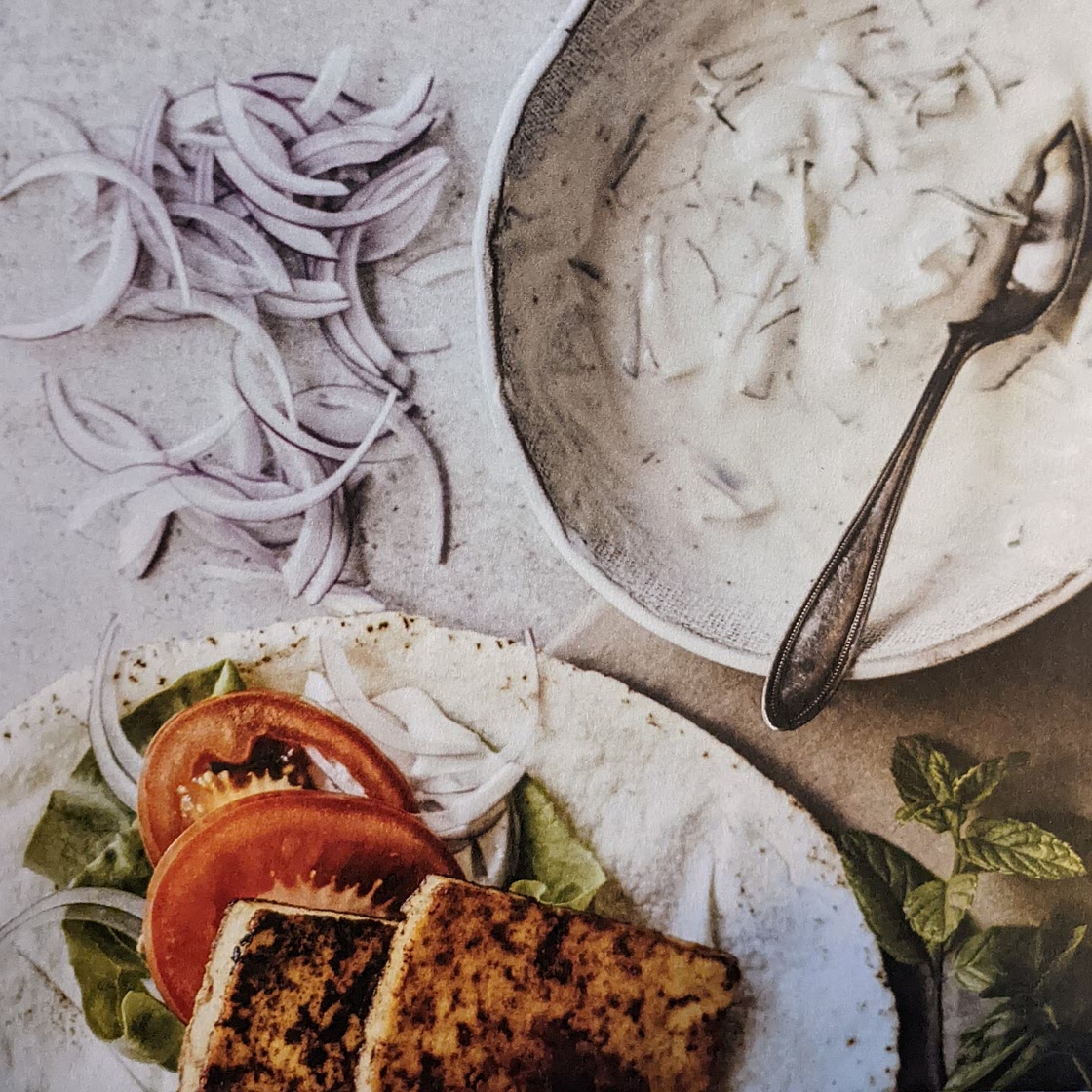 Gyros au tofu, sauce tzatziki
