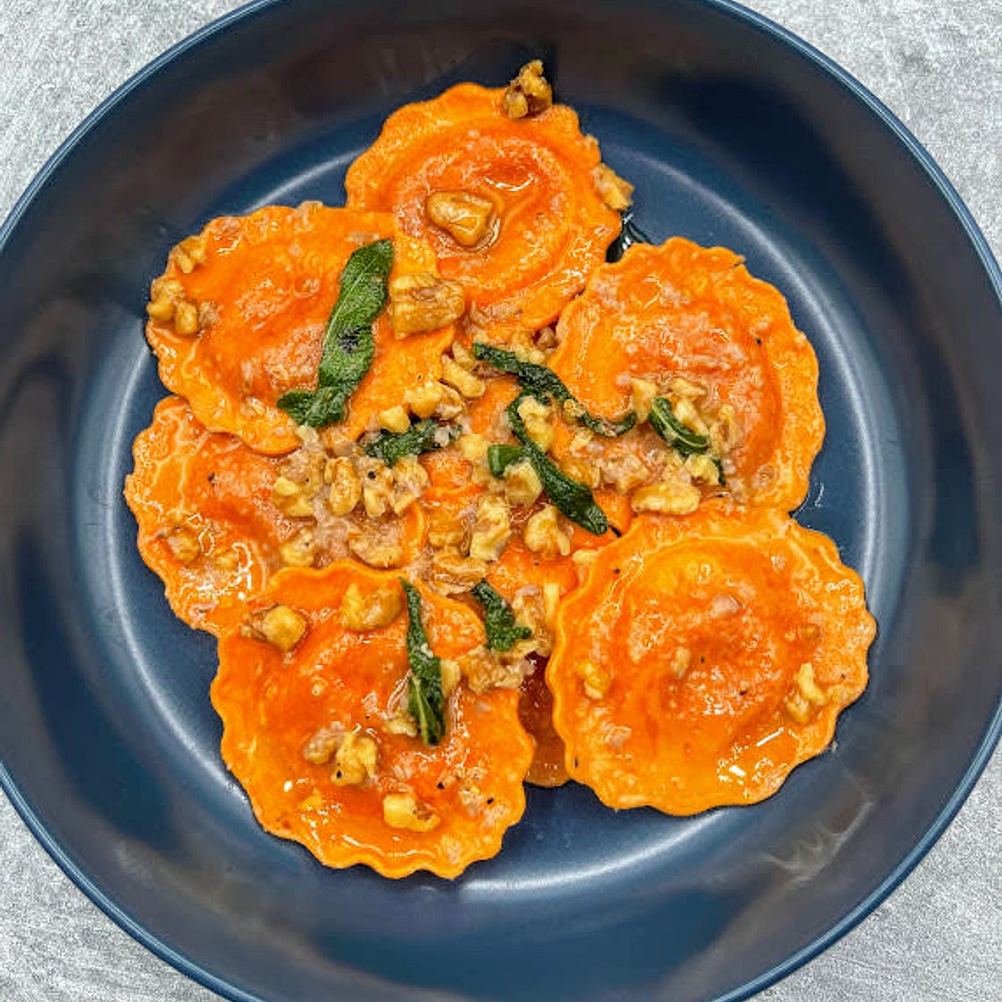 Butternut Squash Ravioli with Sage Sauce