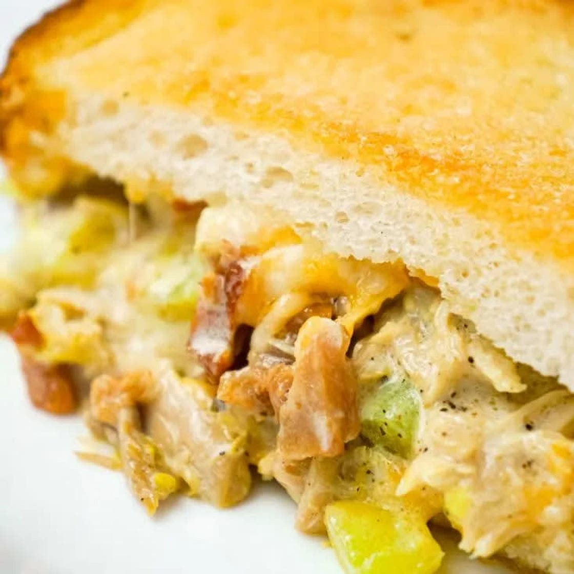 Dill Pickle Chicken Grilled Cheese Casserole