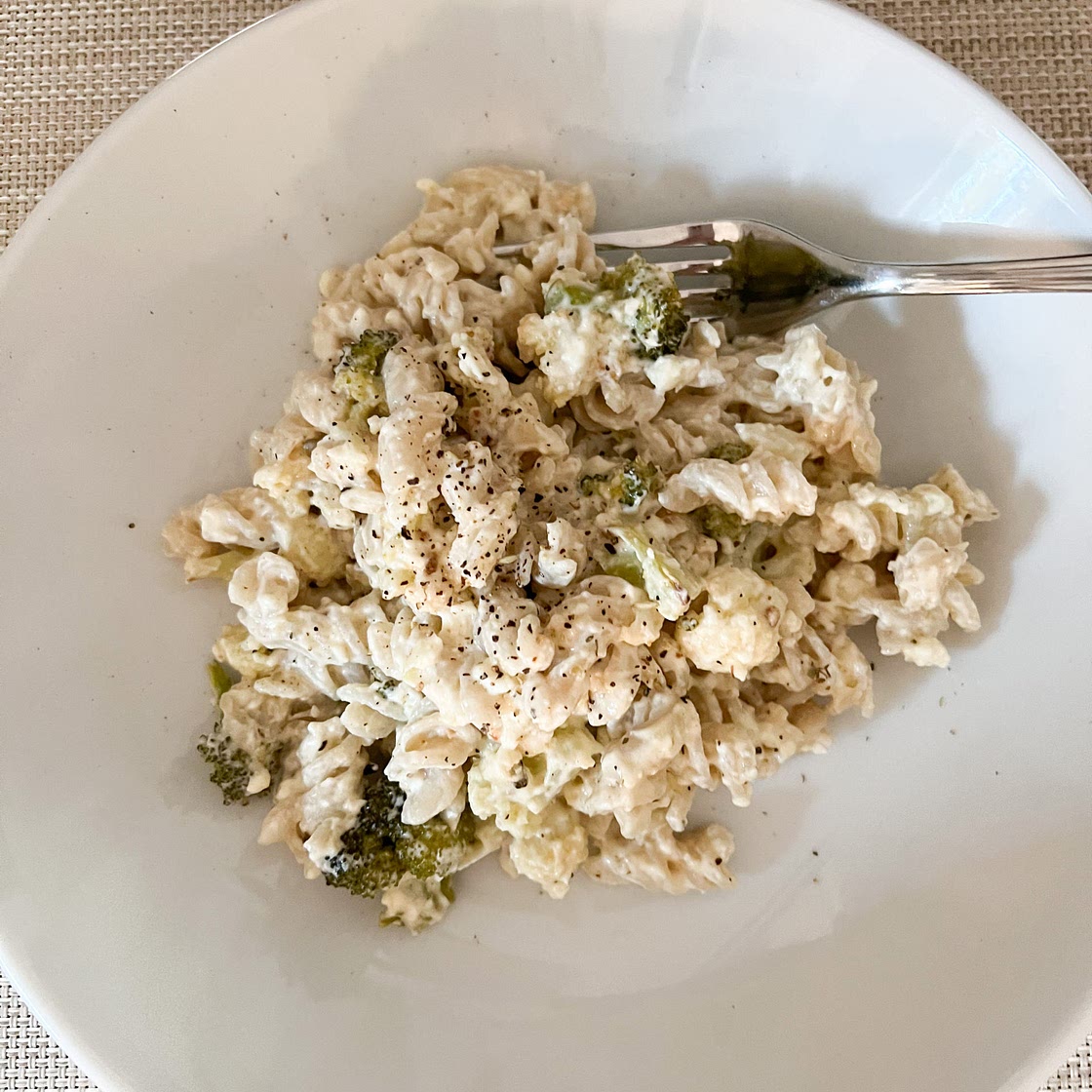 Baked Broccoli cauli feta pasta 