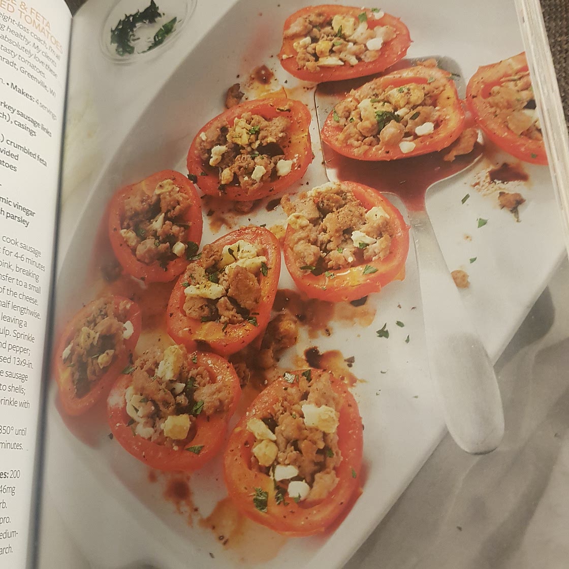 Sausage & feta stuffed tomatoes