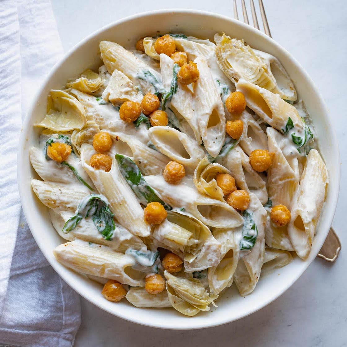 Creamy Vegan Artichoke Miso Pasta