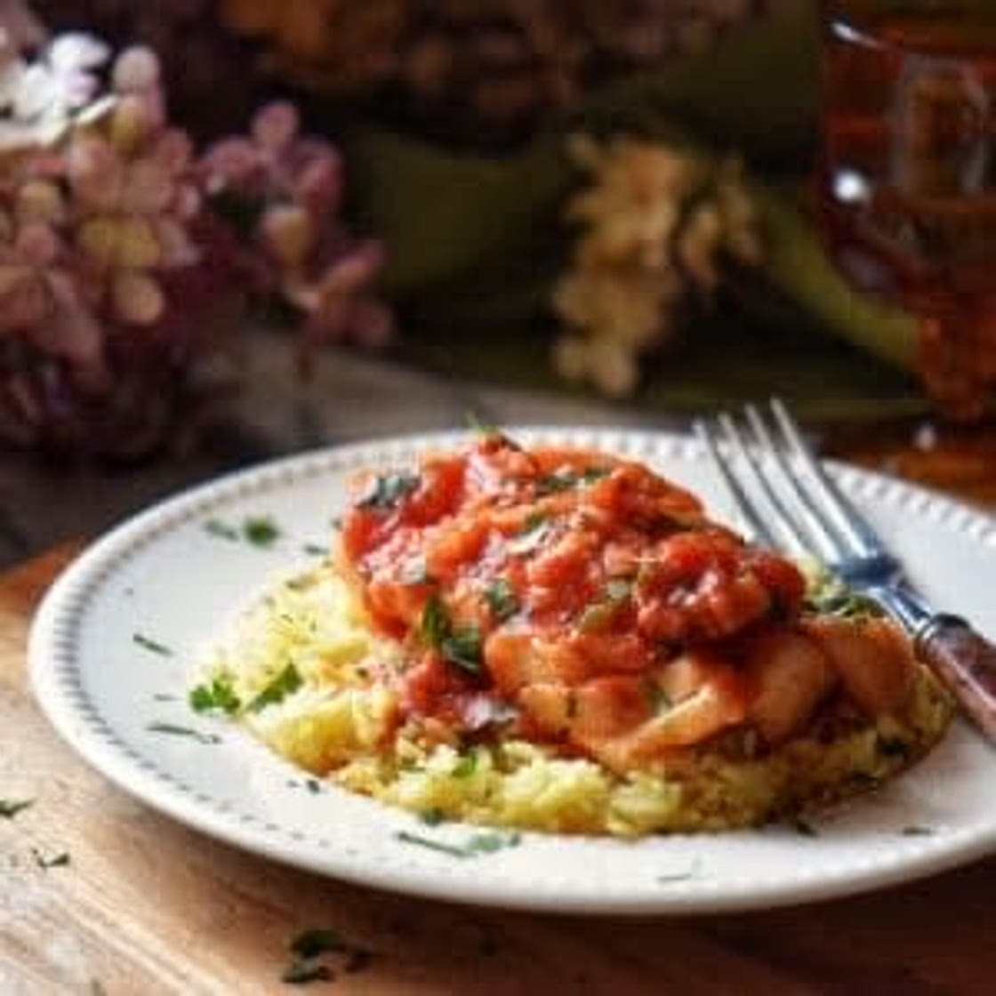 Cod with tomato rice
