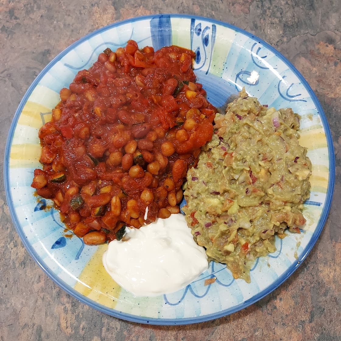 Veggie Mixed Bean Chilli with Guacamole