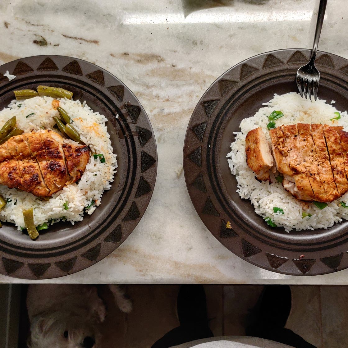 Honey Sriracha Chicken with Basmati Rice and Green Beans