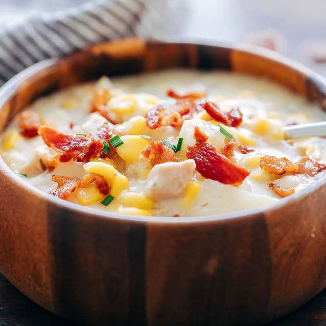 Instant Pot Chicken Potato Corn Chowder with Bacon (Pressure Cooker Recipe)