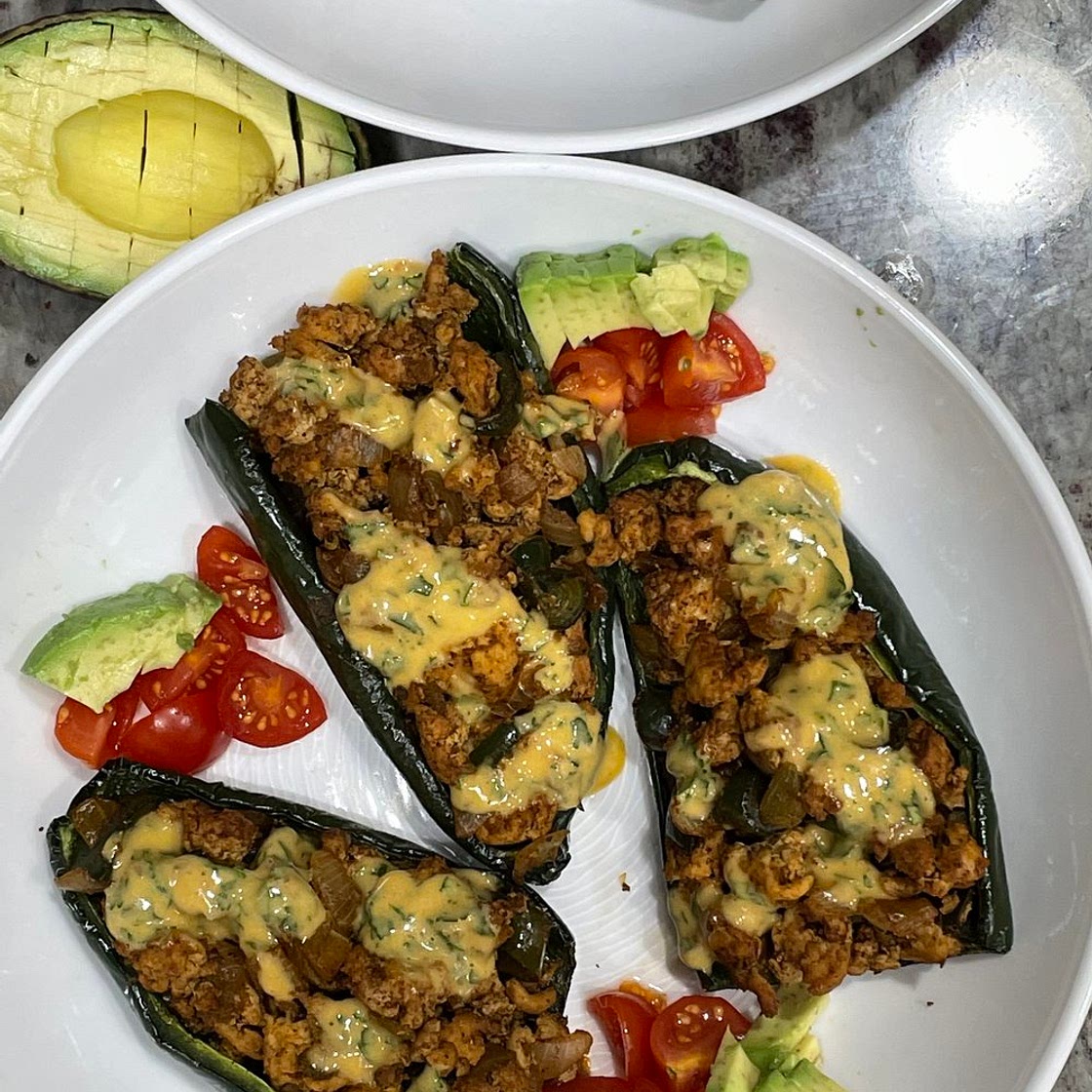 [Paleo, Keto, Whole30] Stuffed Poblano Peppers — Bottomless Chef
